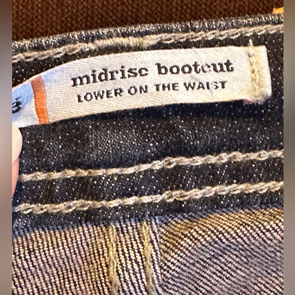 Lee Mid Rise Boot Cut Low Waist Wide Leg Blue Jeans Sz P12 Visible White Thread - Picture 8 of 12